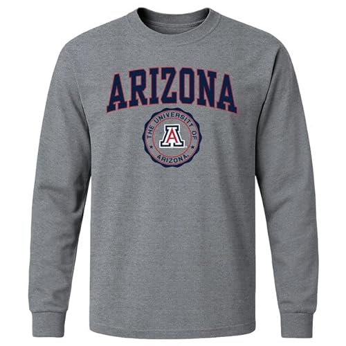 Barnesmith University of Arizona Wildcats Long Sleeve Adult Unisex T-Shirt, Heritage, Charcoal Heather, X-Large