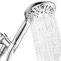 High Pressure 9-mode Handheld Shower Head - Anti-clog Nozzes, Built-in Power Wash to Clean Tub, Tile & Pets, Extra Long 6 ft. Stainless Steel Hose, Wall & Overhead Brackets