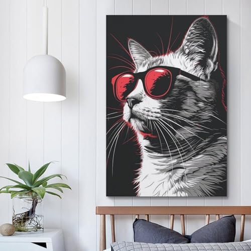 Poster chat pop art 60x90cm toile minimaliste décoration salon