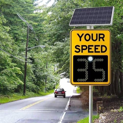 Solar-Powered LED Speed Limit Sign - Radar Traffic Feedback Board, 60x90cm Solar Speed Display for Enhanced Road Safety & Highway Compliance