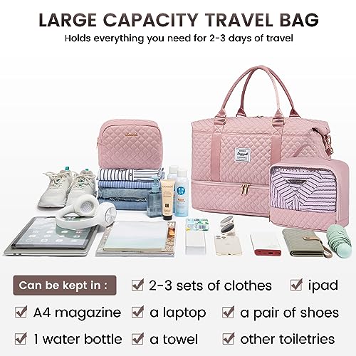 LOVEVOOK Travel Duffle Bag,Weekender Bags for Women with Shoe Compartment,Carry on Overnight Bag with Toiletry Bag,Gym Duffel Bag with Wet Pocket, Hospital Bags for Labor and Delivery