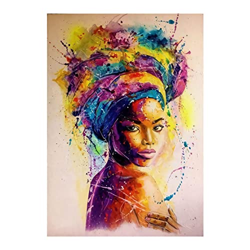 Art Poster African American Art Canvas Art Poster, African Black Woman Graffiti Pictures Wall Decor, Abstract African Girl Canvas Paintings For Living Room Decoration Unframed 16X24Inch #TOP1