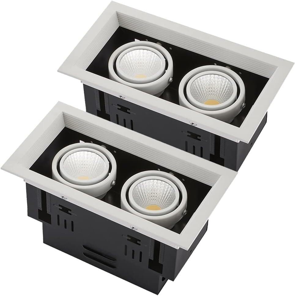 SdaryWare Paquete de 2 Luces LED empotradas de Techo. 2 x 7 W, 2 x 12 W, 2 x 20 W, 2 x 30 W. Foco empotrable Giratorio de 2 Cabezales y con múltiples cardanes.,2 * 7w-5000k