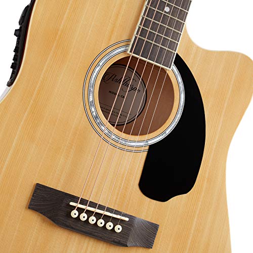 Ashthorpe Full-Size Cutaway Thinline Acoustic-Electric Guitar Package - Premium Tonewoods - Natural - Thumbnail 4