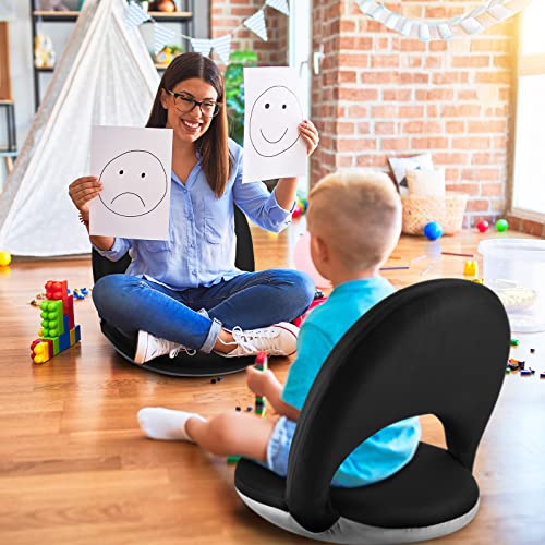 Nnewvante Floor Chair 42-Position Adjustable Floor Seating For Kids Adults With Back Support Folding Floor Seat Cushioned Recliner Meditation Washable Chaise Lounges, Black #TOP7