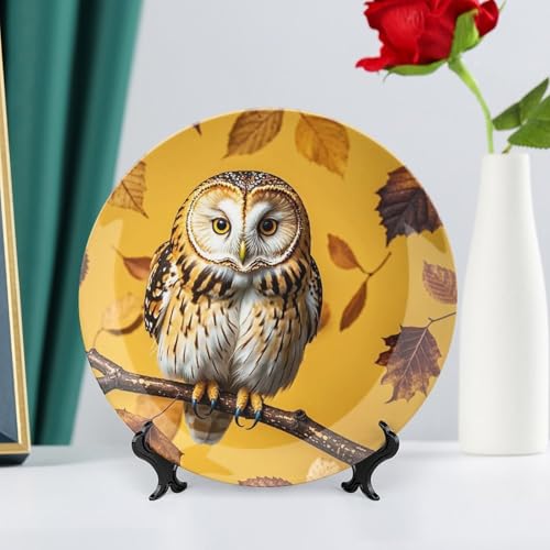 Plato decorativo Owl Branch de porcelana Bone China 10 pulg miniatura 6