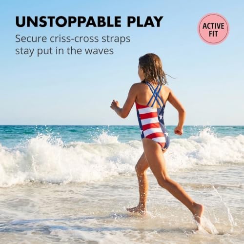 Image of Kanu Surf Girls' Reese UPF 50 Beach Sport Criss-Cross One Piece Swimsuit