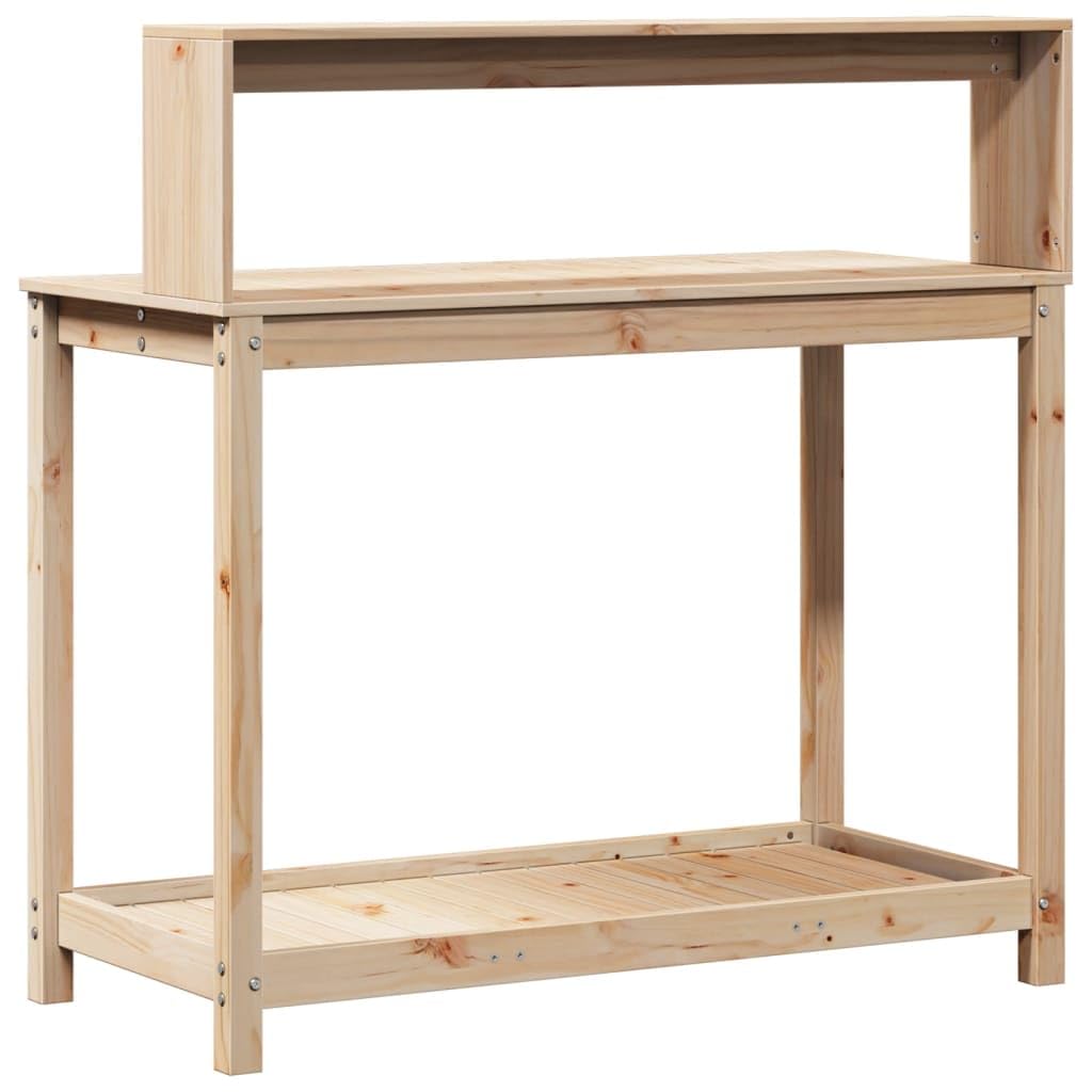 Stół na rośliny z litego drewna sosnowego, 108 x 50 x 109,5 cm, z półkami, do ogrodu, na balkon, taras i do wnętrz, wytrzymała drewniana rama, uniwersalna półka na doniczki i rośliny