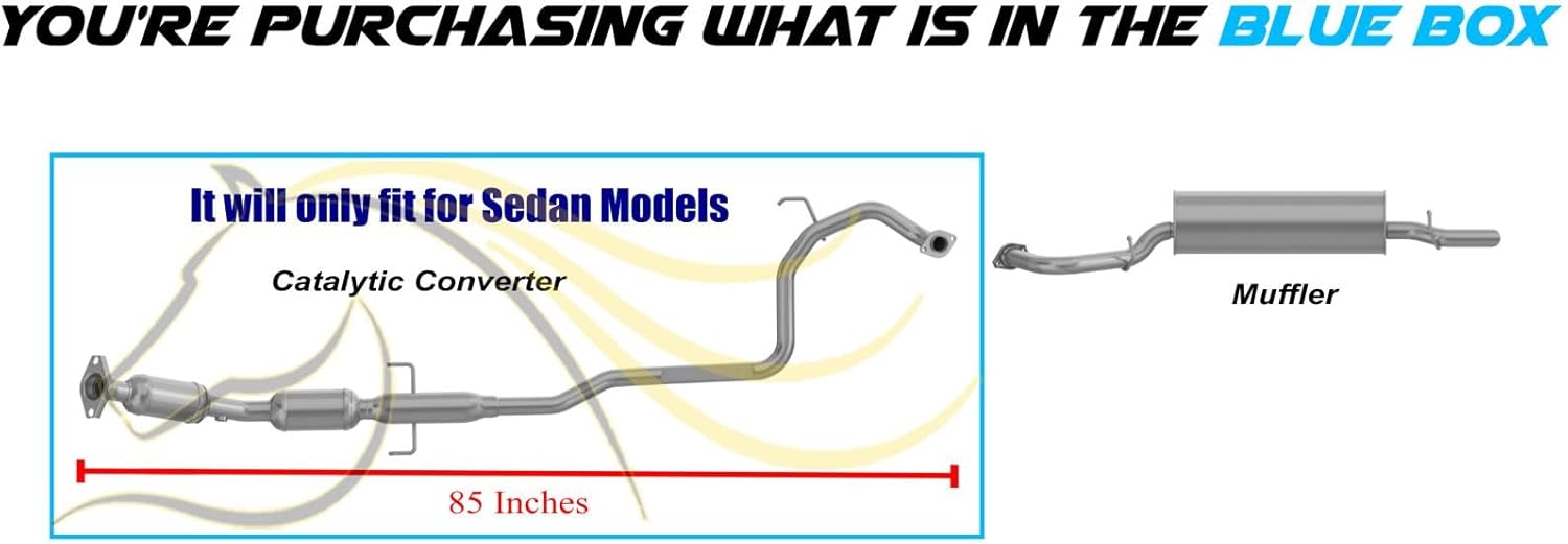 Northeastern Exhaust | Stainless Steel EPA-Approved Catalytic & Resonator Pipe Exhaust System Kit Compatible for Toyota Yaris 2007-2011 1.5L | Sedan | Includes Gaskets, Sleeve, and Spring Bolt kit