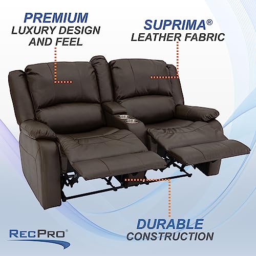 Recpro Charles Collection | 64" Double Recliner Rv Sofa | Rv Zero Wall Loveseat | Wall Hugger Recliner | Rv Theater Seating | Rv Furniture | Rv Living Room (Slideout) Furniture (Chestnut) #TOP3