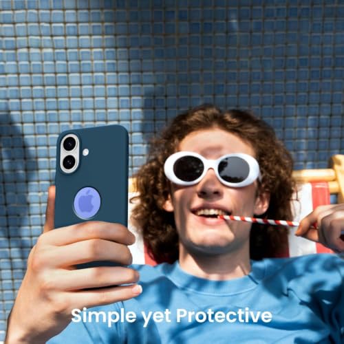 Image of Elzzi Microfiber Logo Cut Cover Compatible for iPhone 17 Case Liquid Silicone Covers Shockproof Back Cover with High Raised Camera Lips - Cosmos Blue