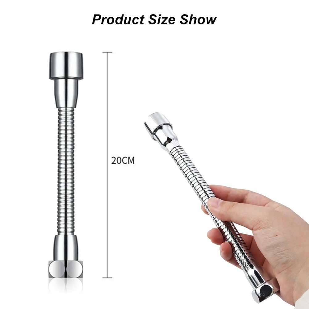 Produktbild von 1 Stück Wasserhahnverlängerung, 20cm Spritzkopf, Küchenarmatur, Mit 2pcs Metall Doppelgewinde Adapter, Für Küchen, Bäder, Toilette
