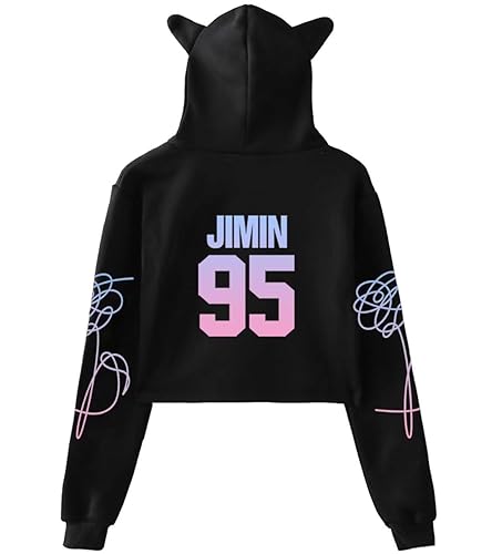 Dolpind Cat Ear Hoodie Sweater Pullover - Black Jimin - Large