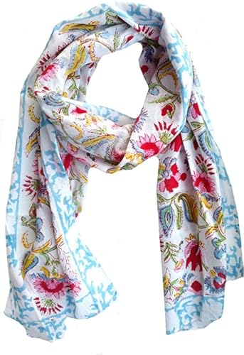 Craft N Copper Cotton Scarfs For Women’s Apparel Fabric Hand Block Printed 70x20 Inch Mini Stoll For Girls