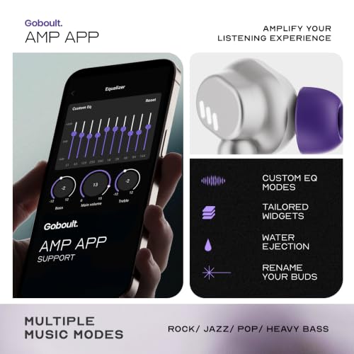 Image of GOBOULT Tenet Pro with ANC TWS Earbuds, 75H Playtime, Amp App Support, 32dB ANC, Quad Mic ENC, Dual Device Pairing, 13mm Driver Ear Buds, Bluetooth 6.0 Wireless Earbuds (Forest White)