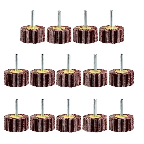 NACX 6mm x 30mm Abrasive Flap Wheel Sander Set Mounted Flap Wheels, 80 Grit 1/4'' Round Shank, 14Pcs