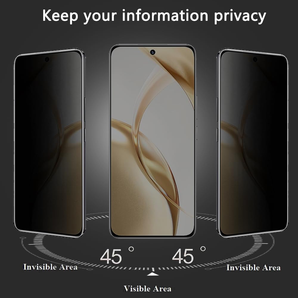 Pellicola Privacy In Vetro Ceramico Per HONOR 200: Opaca, Antispia E Anti-impronta, Bordi Neri