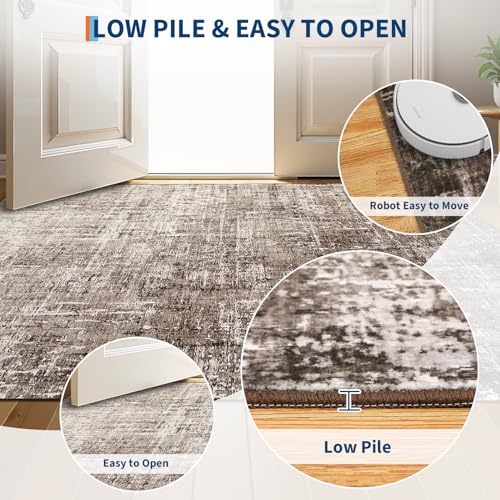 Garvee Washable 10x13 Area Rug Modern Abstract Soft Thin Living Room Rug Indoor Floor No Slip Stain Resistant Ombre Color Carpet for Bedroom Dining Room Kids Nursery Home Office by Garvee - Used condition - Image 4