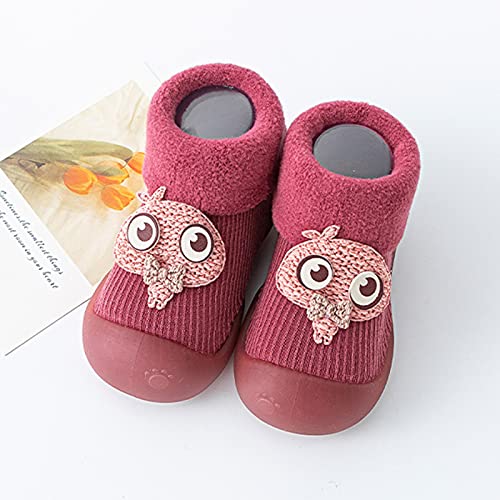 Toddler Sock Shoes,Kids Baby Boys Girls Warm Socks Shoes Knit Soft Solid Toddler Stocking Rubber Baby Slipper3