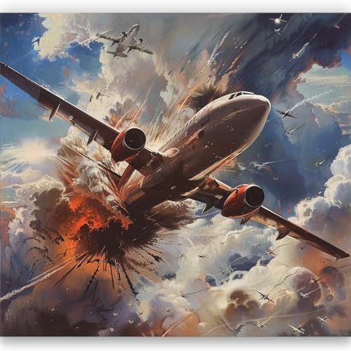 Mural de pared 3D pintado con impresión de avión, papel pintado fotográfico colorido no tejido, decoración de pósteres, murales modernos, 350 x 256 cm (ancho x alto) para sala de estar, dormitorio