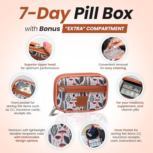 Image of Made Easy Kit Pill Case - Weekly Medicine Organizer with Removable Seven-Day Vitamin & Supplement Box (Light Brown Woods)