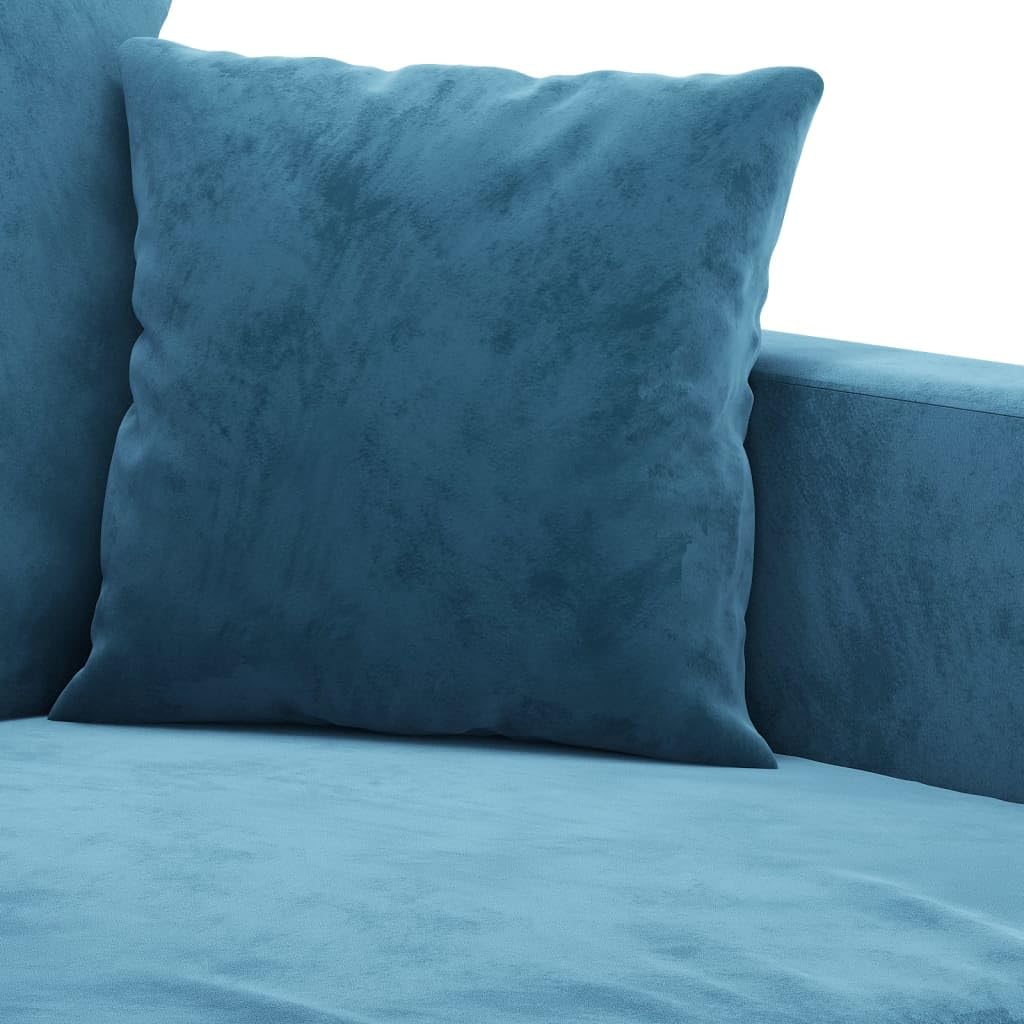 Set di 3 divani in velluto blu con cuscino, robusto set da soggiorno per accoglienza, taglio modulare per la tua casa