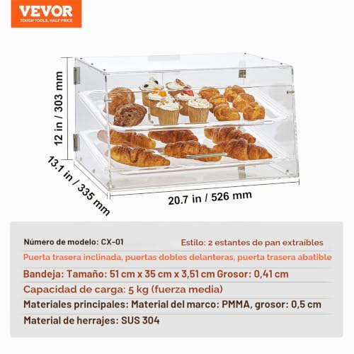 Miniatura 7 de Vevor Soporte De Exhibición De Pastelería De 2 Niveles Escaparate De Panadería De Acrílico Estante De Presentación De Pastelería Extraíble Para Pan, Postre, Barra De Dulces, Cafetería, Restaurante