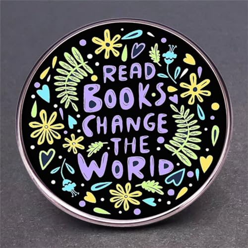 zhanghaoran Read Books Change the World Enamel Brooch Round Flower Words Enamel Pin Book Lover Collar Pin Book-themed Lapel Pin Badge Jacket Decoration Denim Backpack Cloth Gift for Friends2