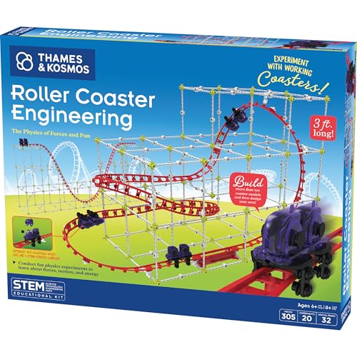 Thames & Kosmos Roller Coaster Engineering STEM Kit | Design, Build, Experiment w/ Working Roller Coaster Models | Explore Physics, Forces, Motion, Energy, Velocity & More | Solve Building Challenges