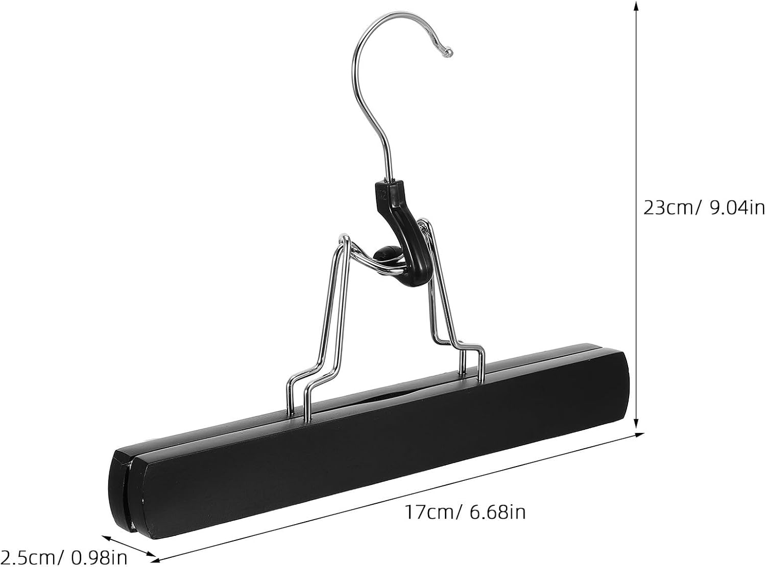 4 Pack Wood Clip Hangers for Skirts and Pants, Black