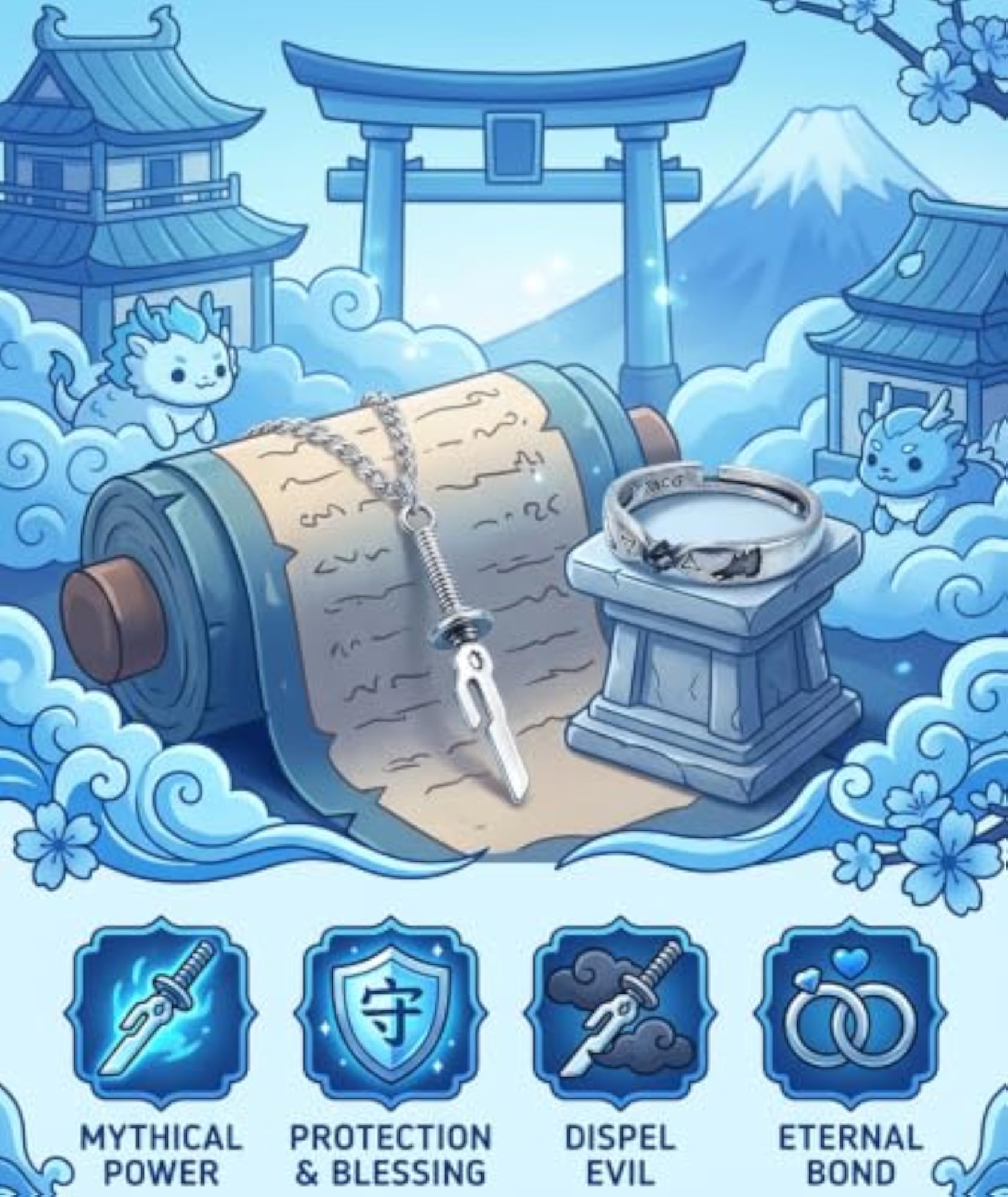 Anime Accessories Set for Men, Chain and Ring Combo