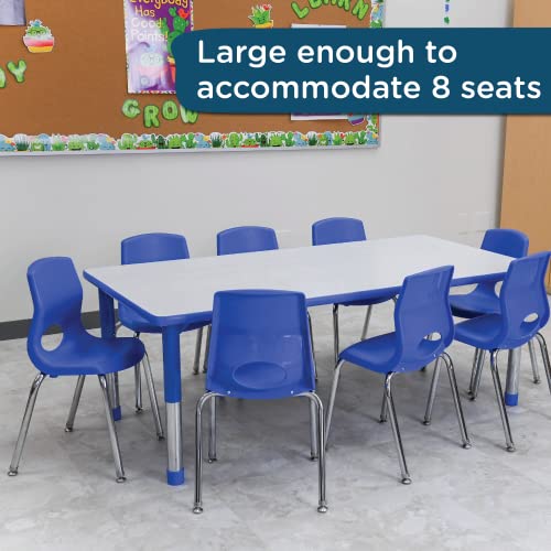 Image of Children's Factory, AB6554PB, As We Grow School Table, 30 inchx60 inch Adjustable Height 16 inch-22 inch H, Gray-Blue, Kids Daycare, Preschool or Classroom Study & Activity Table