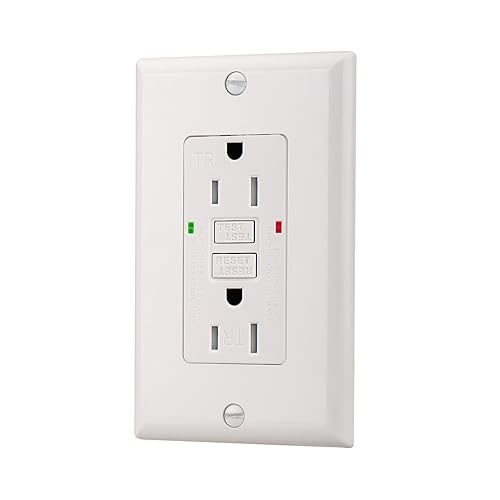 Wengart GFCI Outlet 15Amp AC125V 60Hz, 1 paquete, función de disparo automático, receptáculo GFCI resistente a manipulaciones con indicador LED,