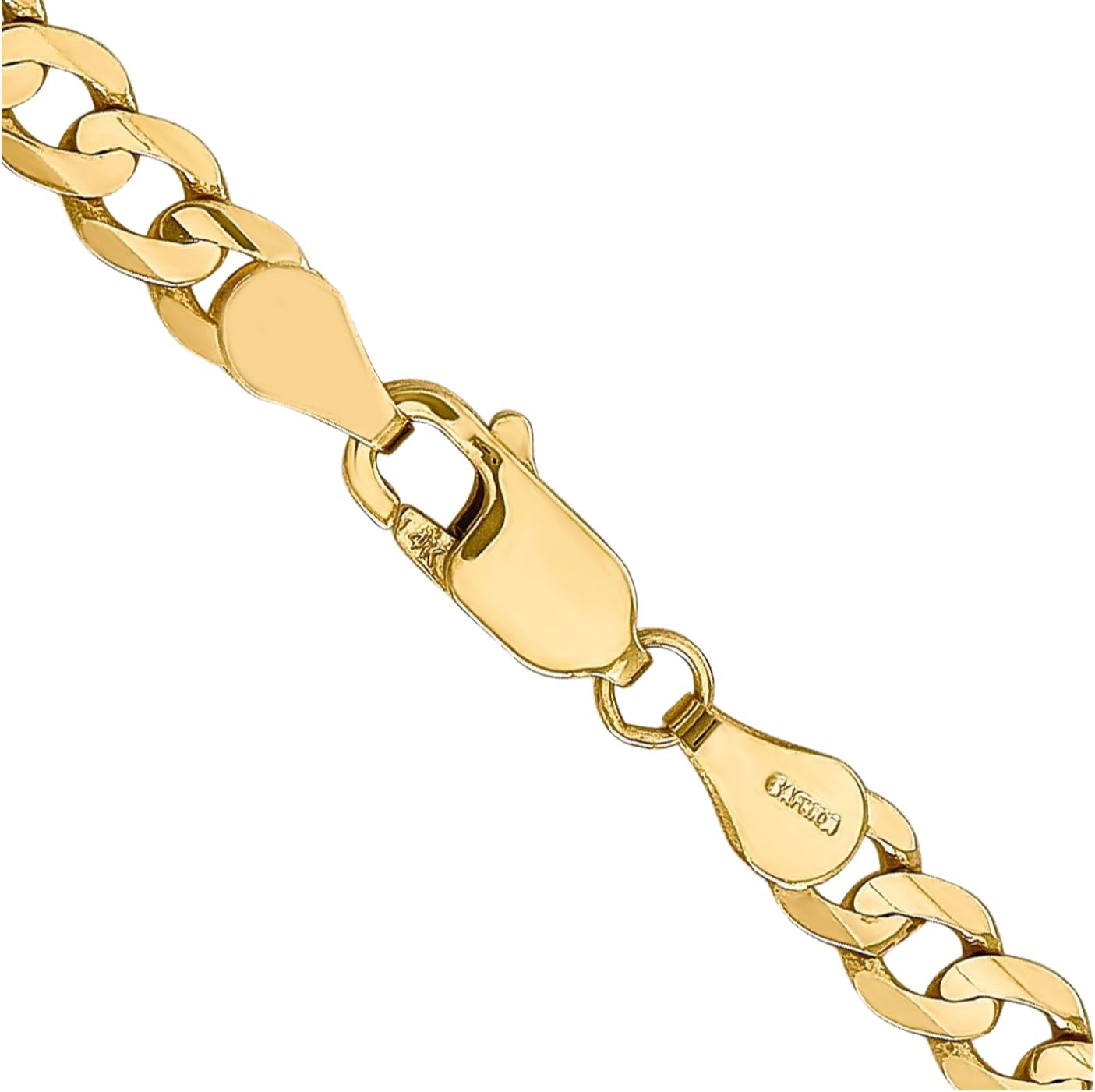 IceCarats 14K Solid Yellow Gold 4.5mm Thick Curb Chain Concave Link Bracelet Polished