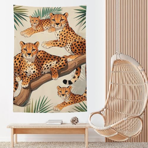 Tapisserie murale dessin animé guépard vintage décoration salon