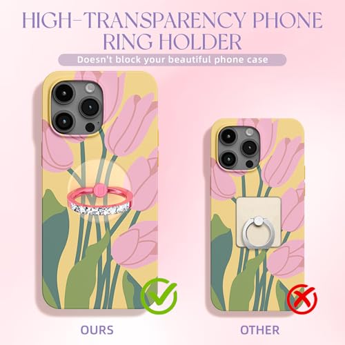 Transparent Phone Ring Holder 2 Pcs, Clear Cell Phone Ring 2 Rose Gold Diamond - Photo 10 sur 31