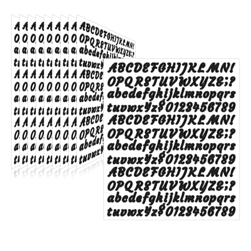 Image of 2010 Pieces 10 Sheets Letter Stickers,Self Adhesive Waterproof Vinyl Mailbox Numbers Stickers,Alphabet Decals for DIY,Window,Door,Sign,Bike,Car,Laptop,Scrapbook (Black, 1 /2 Inch)