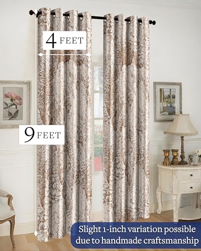 Image of Cloth Fusion Printed 100% Blackout Long Door Curtains 9 Feet Set of 2