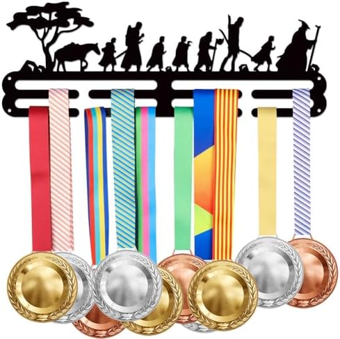 SUPERDANT Competition Medal Holder Iron Running Dinosaur Pattern Medals Display Frame Motivating Word Keep Running Iron Medal Hook For Competition Medal Holder Display Wall Hanging 15.7"x5.9 - View #4