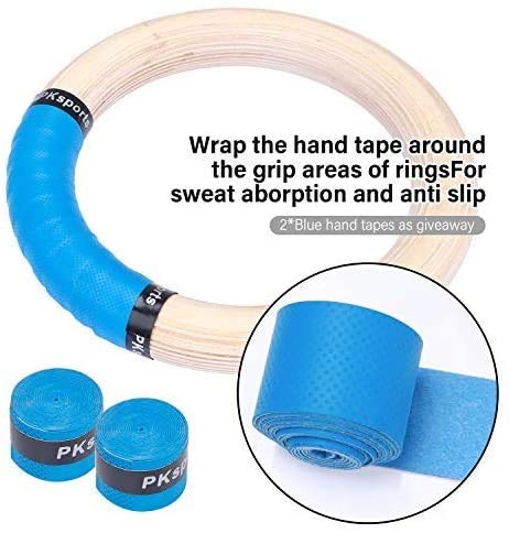 image for FiCool Wood Gymnastics Rings 32mm Olympic Rings 1.25 Inch with Adjusta