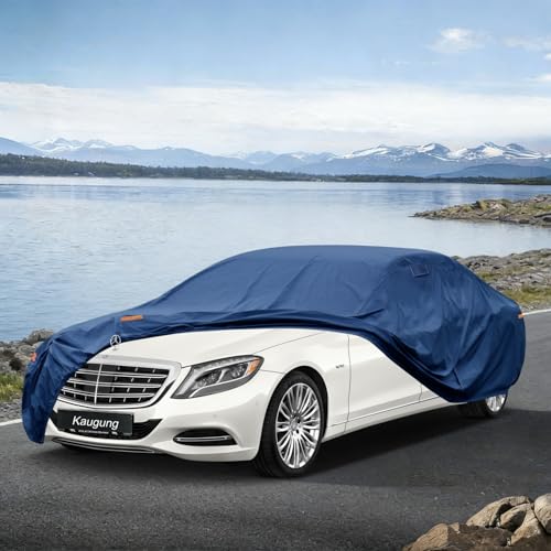 Image of Kaugung Custom Fit Sedan Car Cover for Mercedes Benz S Class S250 S300 S350 S400 S450 S550 S560 S600 (1972-2025), Heavy Duty Waterproof All Weather Outdoor Protection with Vent, Rain Sun Snow UV Proof