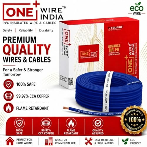 Image of 90m PVC Copper Electrical Wire (Pack of 2), Blue, 0.75 mm