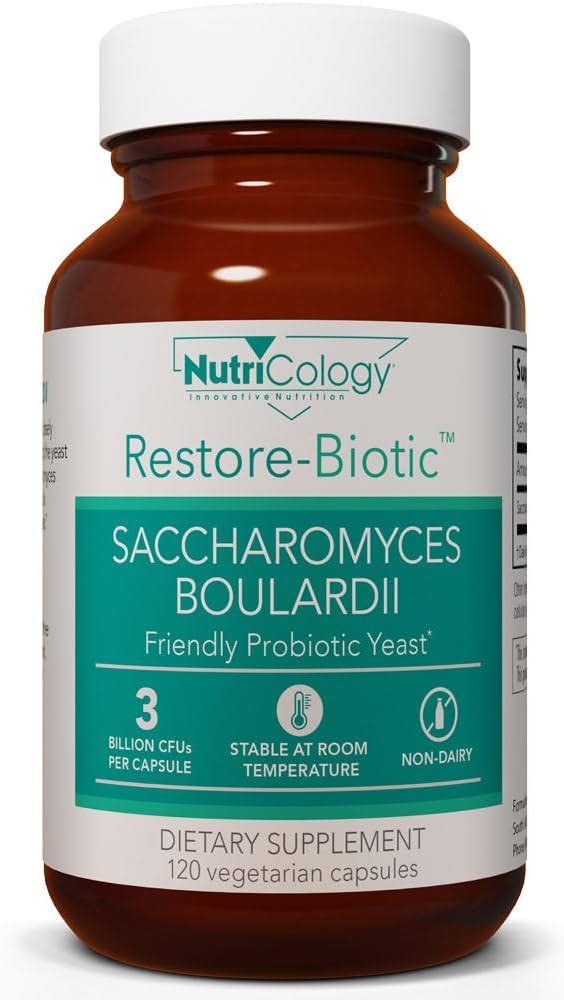 Nutricology Restore-Biotic Saccharomyces Boulardii - Delivers 450 mg Non-Colonizing Yeast Providing 9 Billion CFUs - Supports GI Microbial Balance & Immune Function - 40 Servings - 120 Capsules