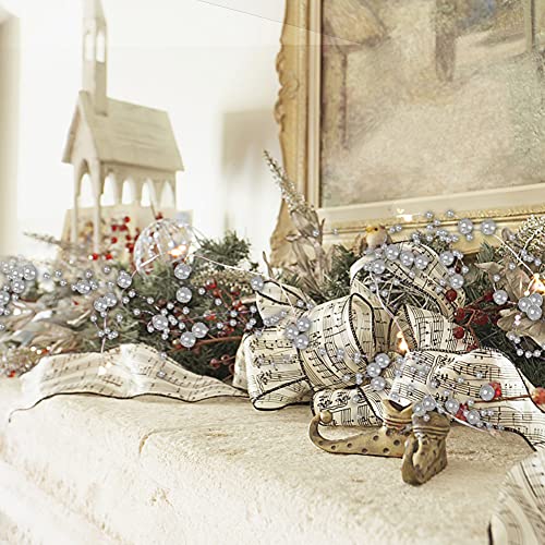 OVV Christmas Decorations 13FT Pearl Garland String Lights 40LED Festive Lighted Berry Beaded Indoor Bedroom Decor Warm Lights for Wedding Valentine's Day Party Battery Operated - image 4