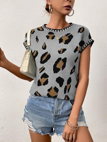 Image of Cap Sleeve Sweater Tops for Women 2026 Knit Summer Sleeveless Tank Vest | Slim Fit, Trendy Color Block, Soft, Skin-Friendly, Strechy, Lightweight, Breathable, Casual Daily Wear