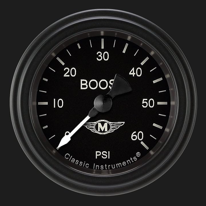Classic Instruments MA143BLF Moal Bomber 2-1/8"" Boost Gauge 60 PSI Electric