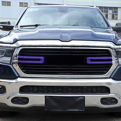 Image of Front Grille Inserts Trim Cover Grill U Bar Cover Frame Decoration Exterior Accessories for Dodge RAM 2018 2019 2020 2021 2022,Purple