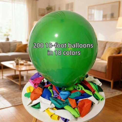 Image of 200 Pack 18 Inch Latex Balloons - 18 Colors, Bulk Balloon Decor for Birthdays, Weddings & All Party Events