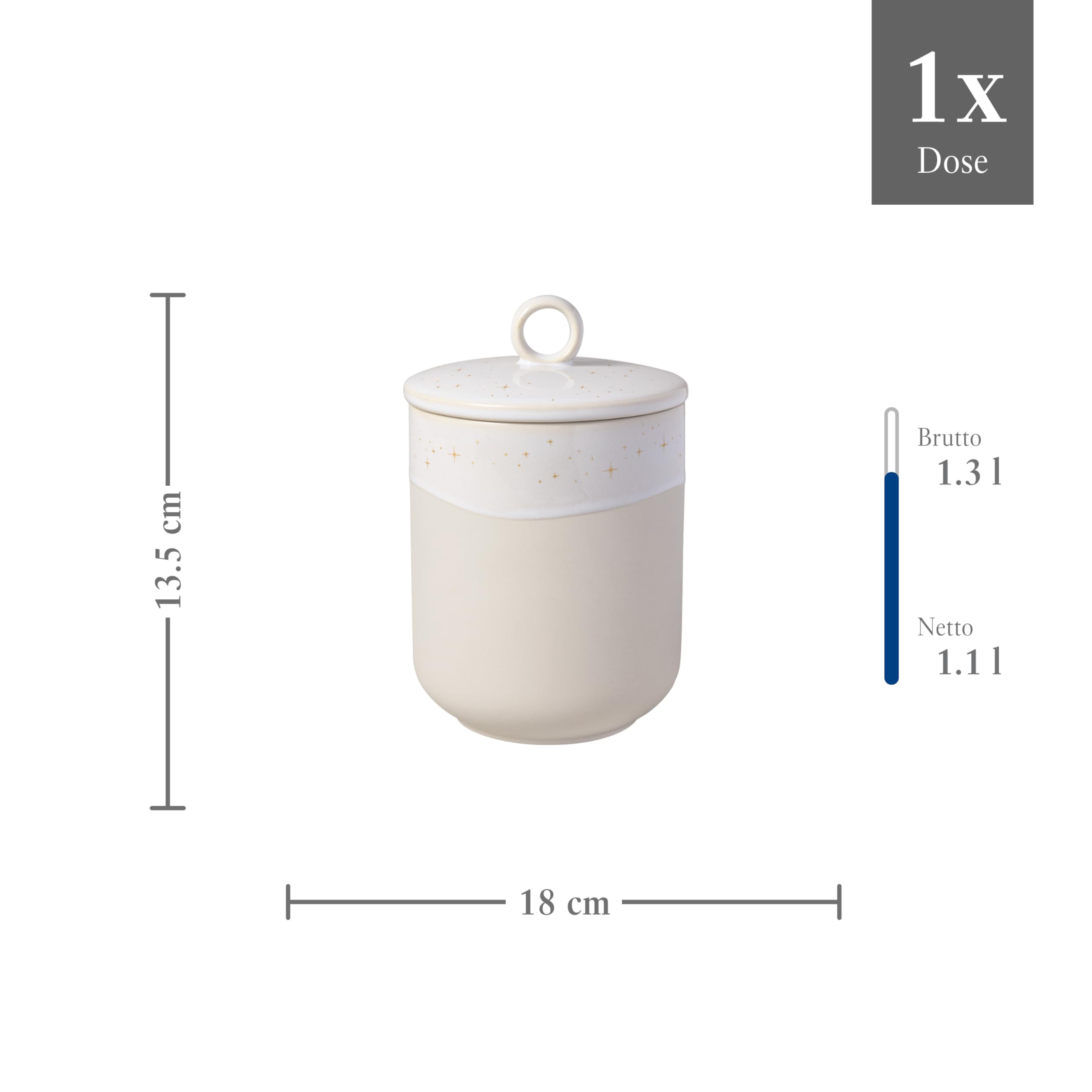 like. by Villeroy & Boch – Winter Glow Längliche Dose Rund Beige, Mikrowellensicher, Winterliche Gebäckdose, Vorratsdose Weihnachten, Süßigkeiten Aufbewahrung, Plätzchendose, Premium Porzellan