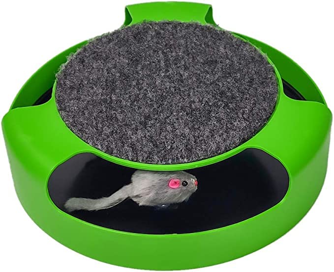 Woofy Interactive Mouse Moving Catch Toy with Running Stuffed Mice and Spinning Scratching Pad Round Kitten Scratcher Catnip Toy (B0BQBK8Z1S) Amazon Price History, Amazon Price Tracker